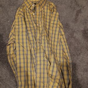 Yellow and Blue Plaid Men's Shirt